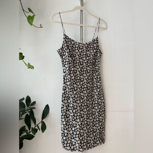 ASOS Petite Black Floral Mini Dress with White Daisies